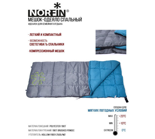 Мешок-одеяло спальный Norfin ALPINE COMFORT 250 R NFL-30237 Мешок-одеяло спальный Norfin ALPINE COMFORT 250 R NFL-30237